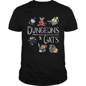 Dungeons And Cats Cartoon Character Cat Lover Shirt